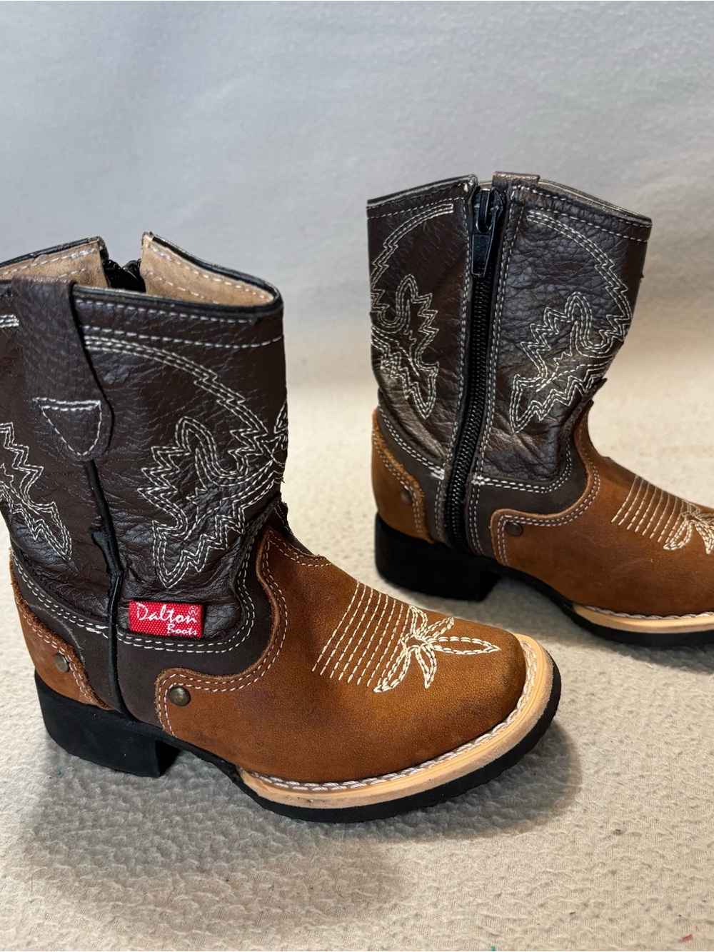 Dalton western leather cowboy boots made in MX side zipper toddler USA 6 - MX 13 - Picture 1 of 10